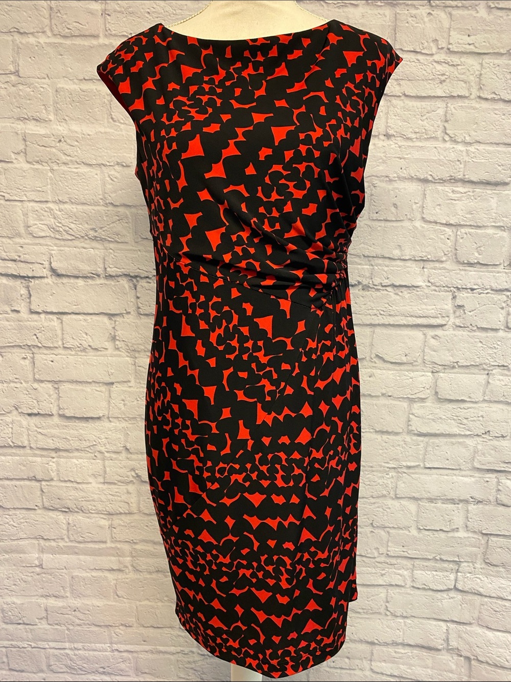 INC International Concepts Heart Printed Midi Sheath Dress Size 10